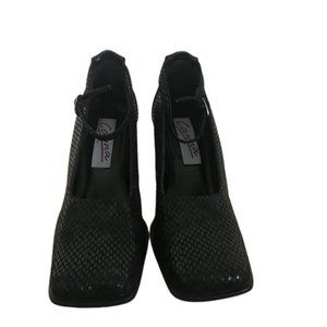 Carina Women's Black Snake Skin Square Toe Shoes